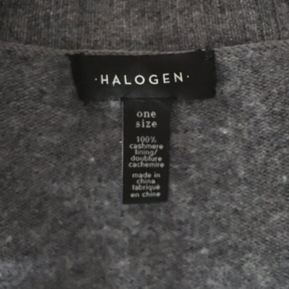 Halogen Womens Grey One Size Ruana 100% Cashmere Open Front Kimono Knit Cardigan - Picture 9 of 11